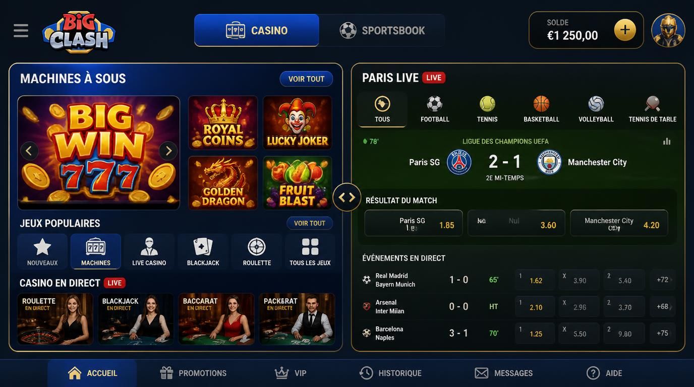 transition fluide entre casino et sportsbook